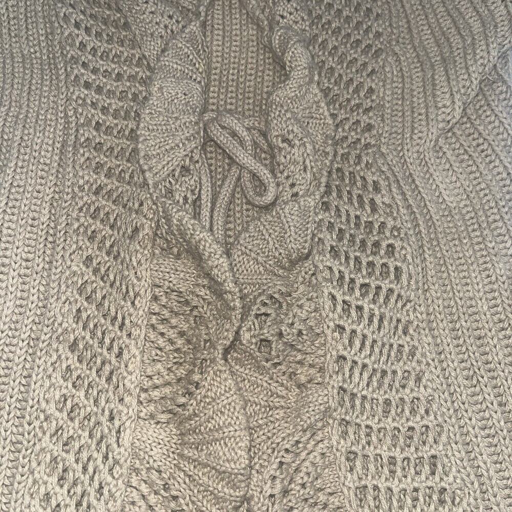 Y2K Ruffle Tan Tie Front Cardigan Midi Length Medium - Picture 5 of 9